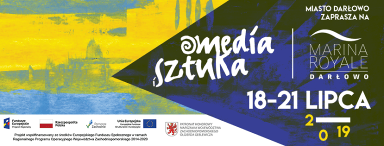 Plakat wydarzenia „Media i Sztuka” w Darłowie.