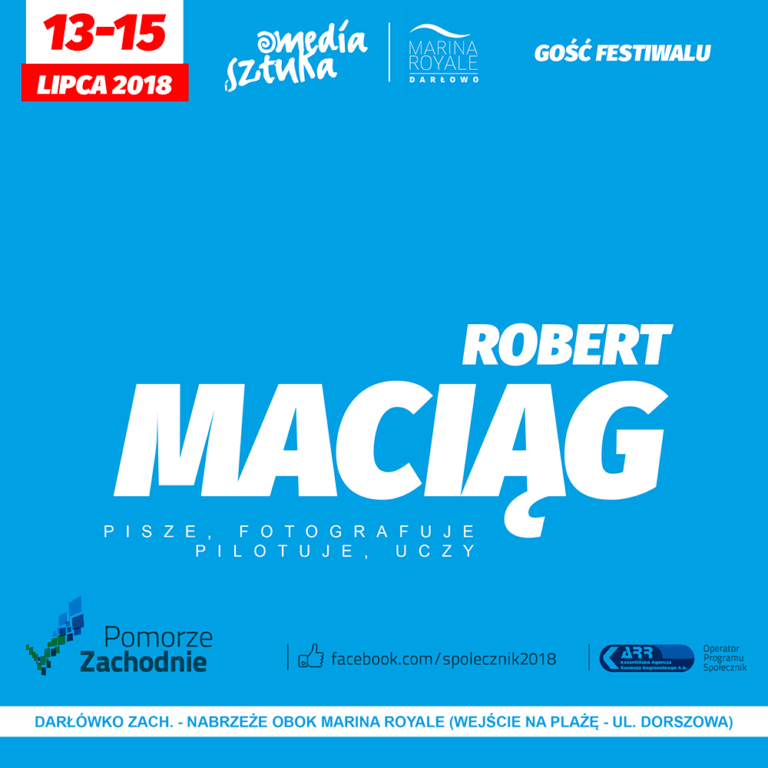 Plakat festiwalu z lipca 2018, Robert Maciąg gościem.
