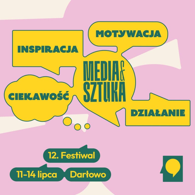 Plakat: Media i Sztuka, festiwal w Darłowie.