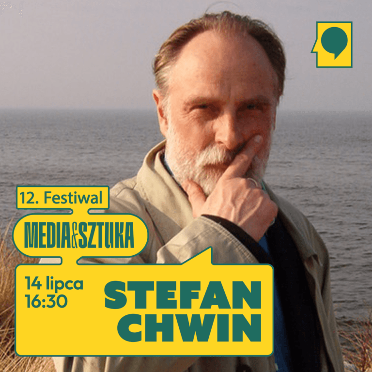 Plakat festiwalu Media i Sztuka, Stefan Chwin.